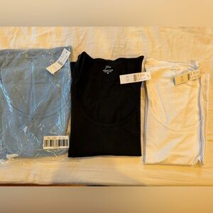 Three NEW J. Crew Short Sleeve Tees - Blue, Black, White